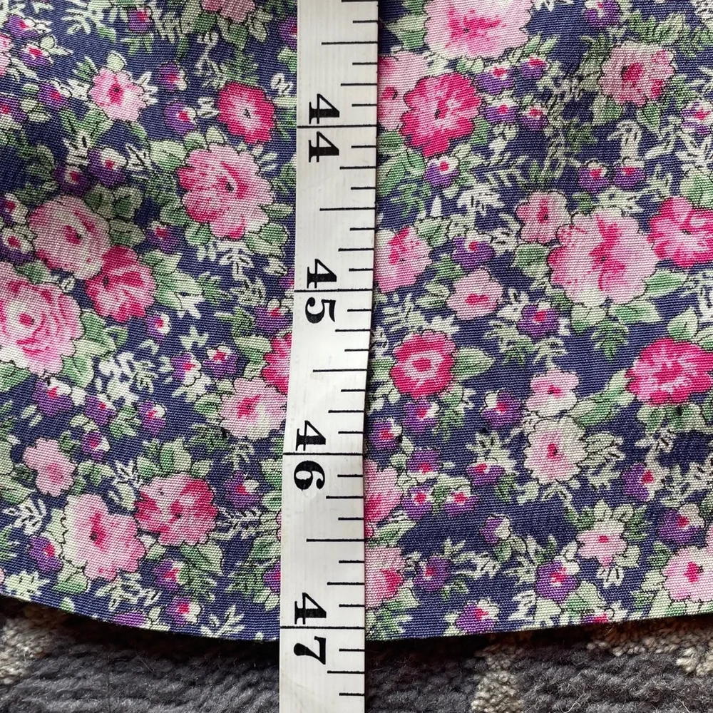 Vintage KSL Floral Midi Dress Crochet Collar Pink & Blue 3/4 Sleeve Size 20 - Picture 11 of 13